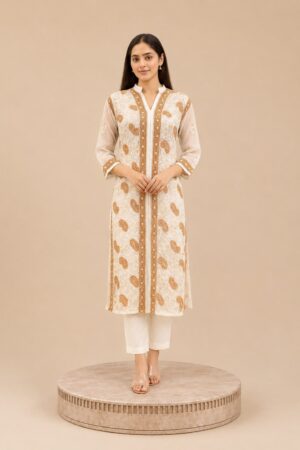 Ivory Embroidered Kurti