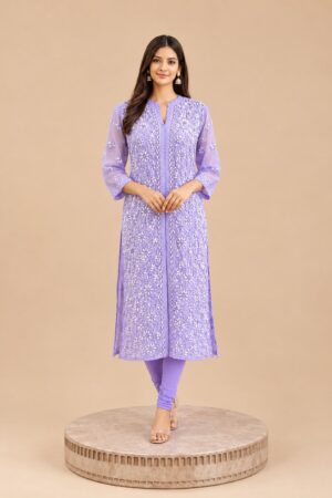 Lavender Gota Patti Chikankari Kurta