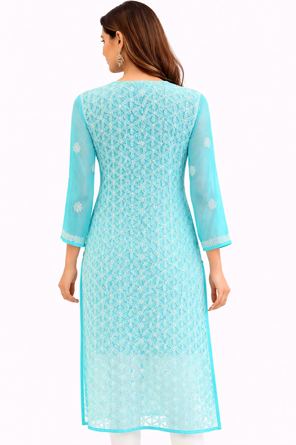 Azure Chikan Kurtis - Image 5