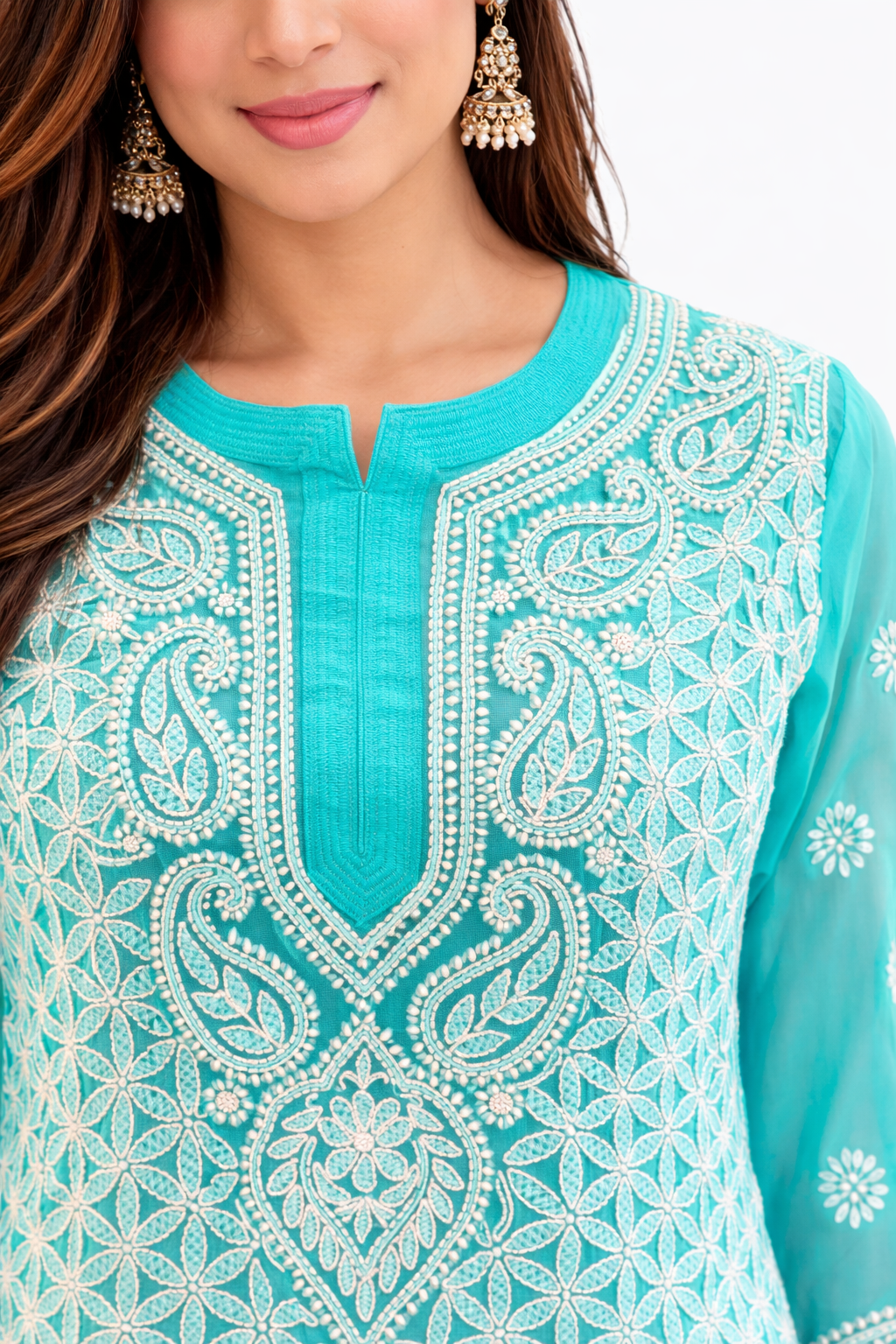 Azure Chikan Kurtis - Image 4